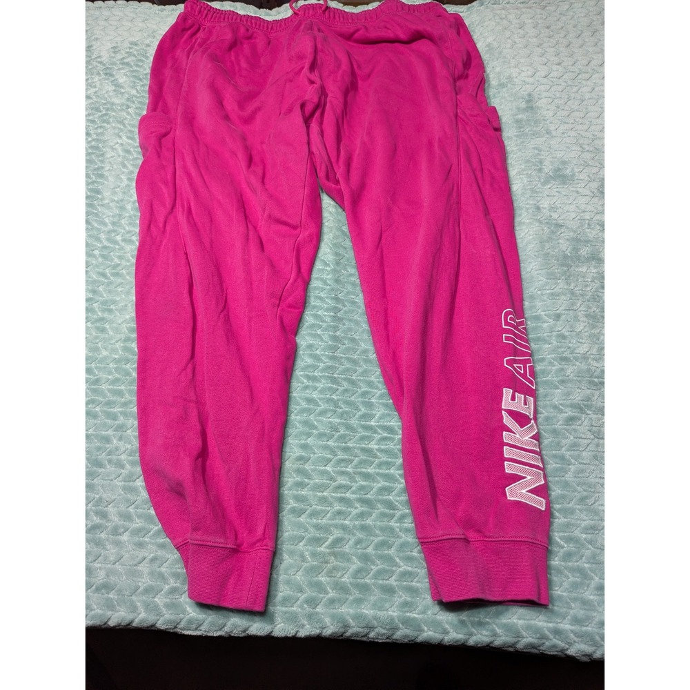 Nike Air Womens Pink French Terry Joggers Sweatpants Plus Size 1X High Rise